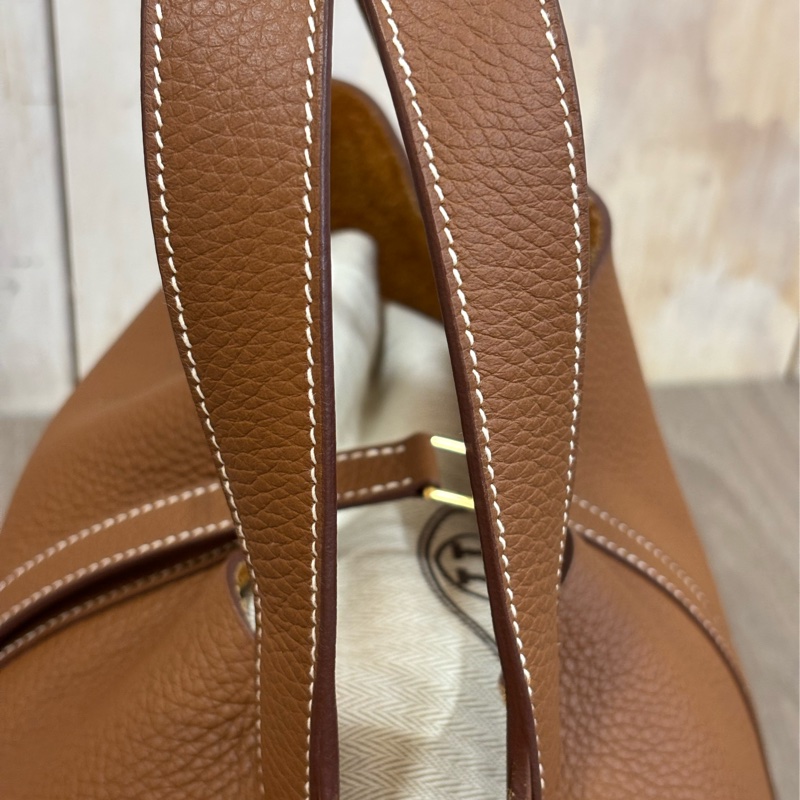 HERMES TC PICOTIN 22 37金棕色 U刻 金釦 TC皮 手提包 水桶包 菜籃包 菜籃子-5