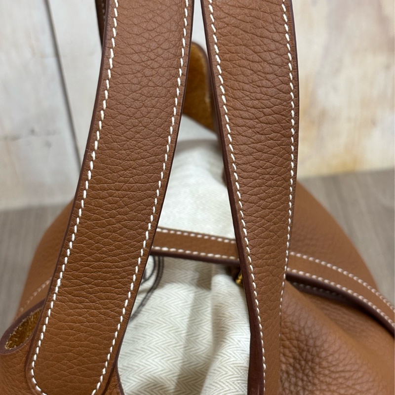 HERMES TC PICOTIN 22 37金棕色 U刻 金釦 TC皮 手提包 水桶包 菜籃包 菜籃子-6
