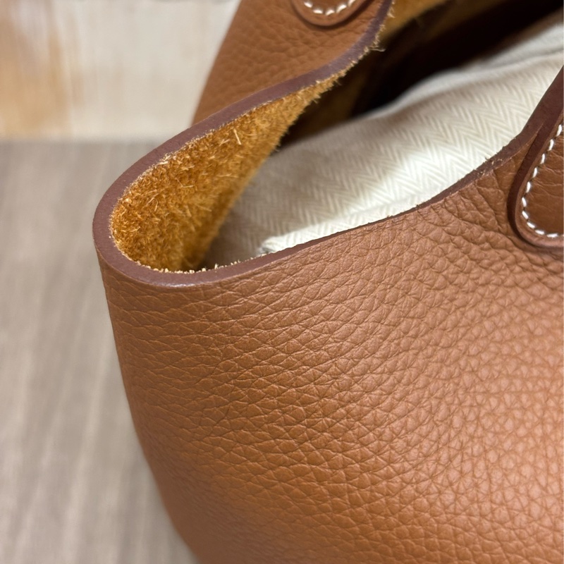 HERMES TC PICOTIN 22 37金棕色 U刻 金釦 TC皮 手提包 水桶包 菜籃包 菜籃子-7