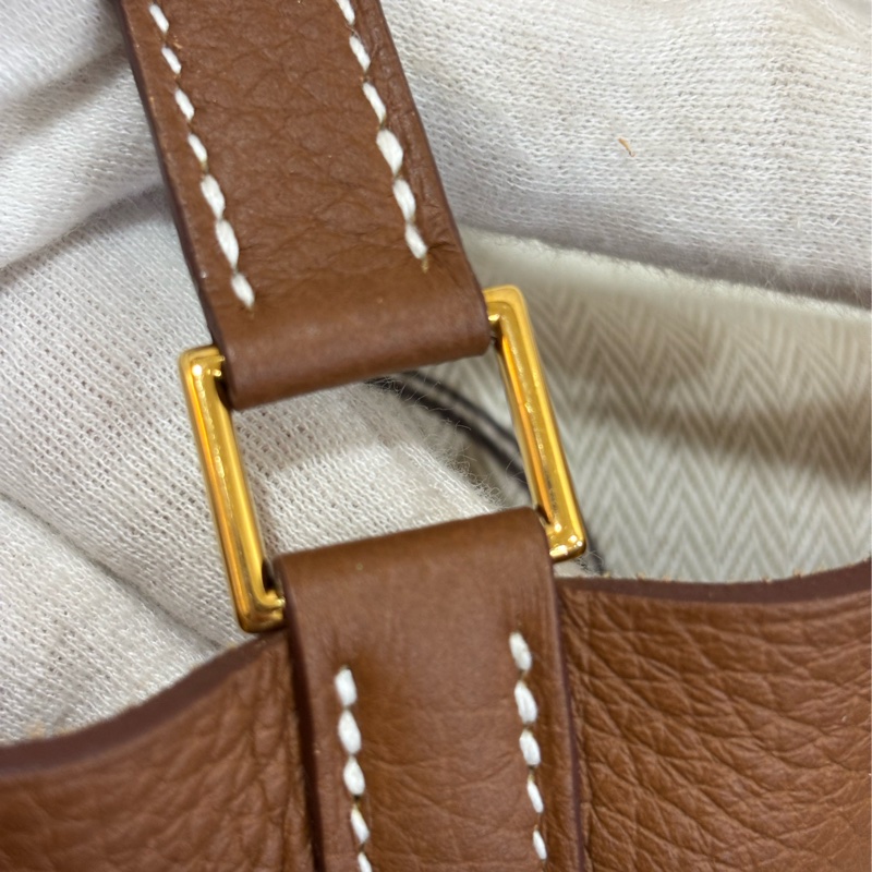 HERMES TC PICOTIN 22 37金棕色 U刻 金釦 TC皮 手提包 水桶包 菜籃包 菜籃子-14