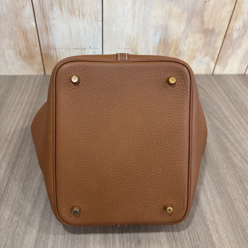 HERMES TC PICOTIN 22 37金棕色 U刻 金釦 TC皮 手提包 水桶包 菜籃包 菜籃子-17