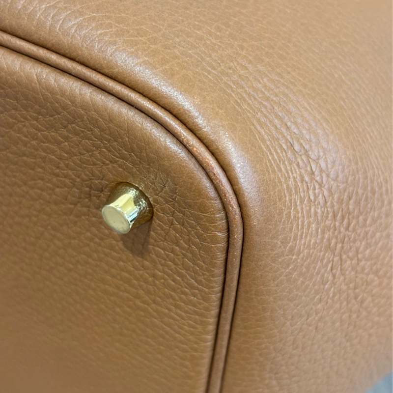 HERMES TC PICOTIN 22 37金棕色 U刻 金釦 TC皮 手提包 水桶包 菜籃包 菜籃子-23
