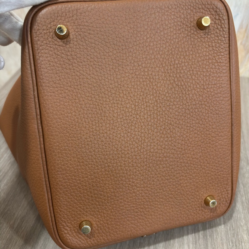 HERMES TC PICOTIN 22 37金棕色 U刻 金釦 TC皮 手提包 水桶包 菜籃包 菜籃子-30