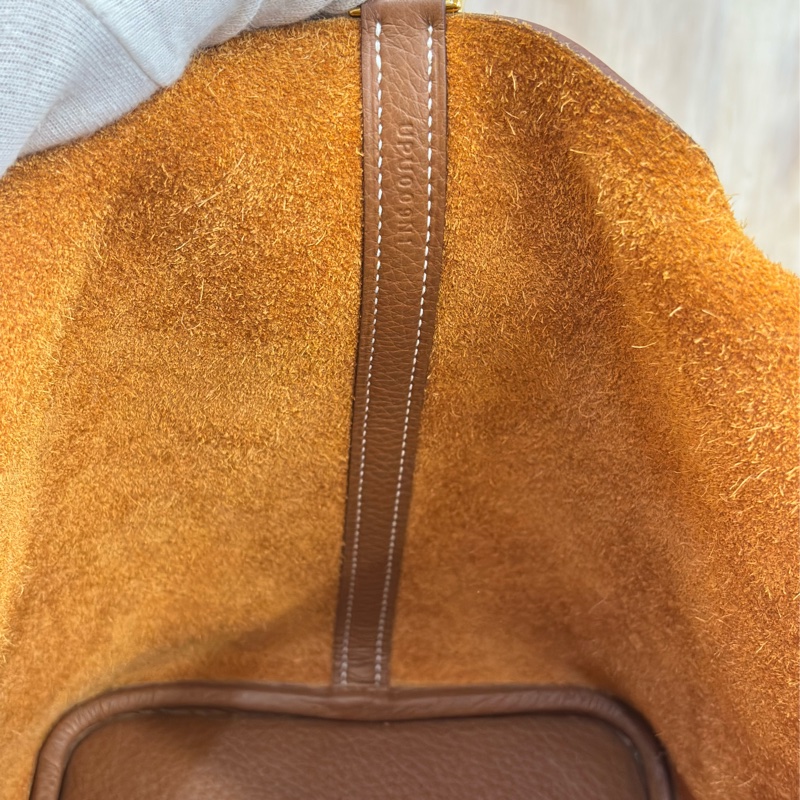 HERMES TC PICOTIN 22 37金棕色 U刻 金釦 TC皮 手提包 水桶包 菜籃包 菜籃子-33