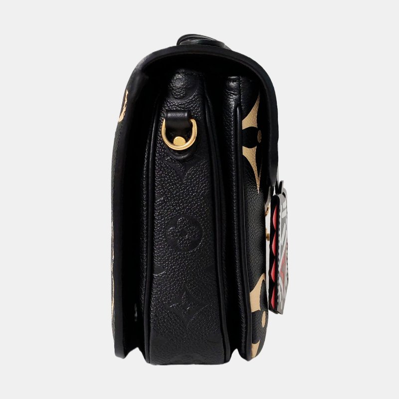 LOUIS VUITTON METIS 中號 黑色牛皮壓花郵差包肩包手提包斜背包 金色五金 可拆卸肩帶-3