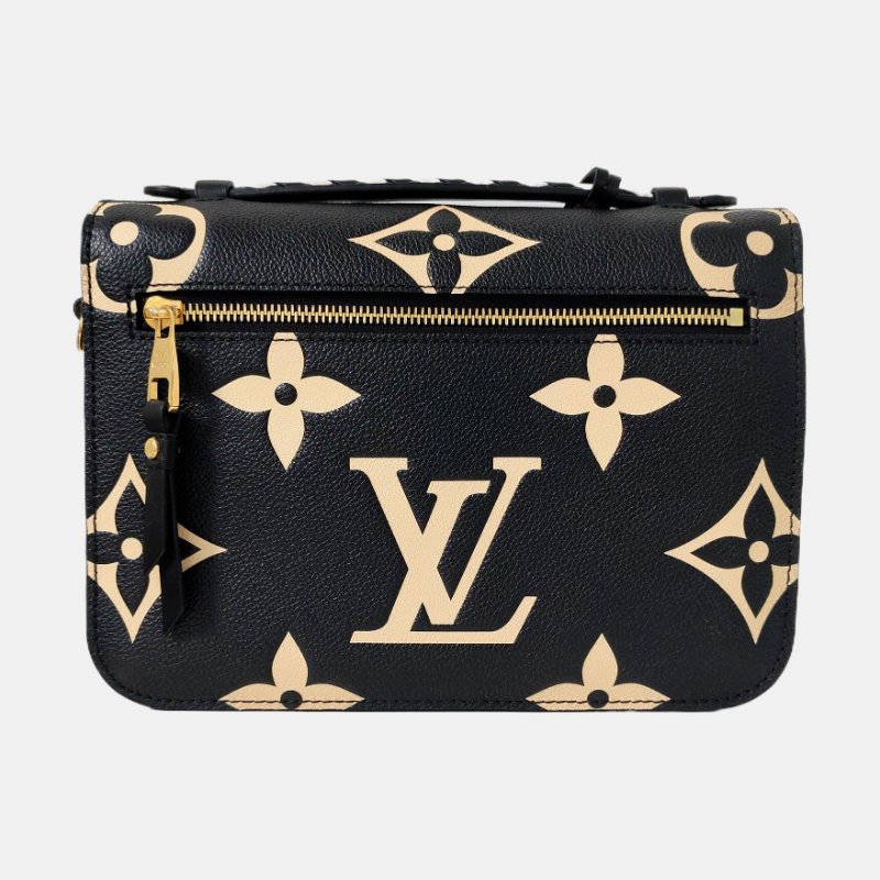 LOUIS VUITTON METIS 中號 黑色牛皮壓花郵差包肩包手提包斜背包 金色五金 可拆卸肩帶-4