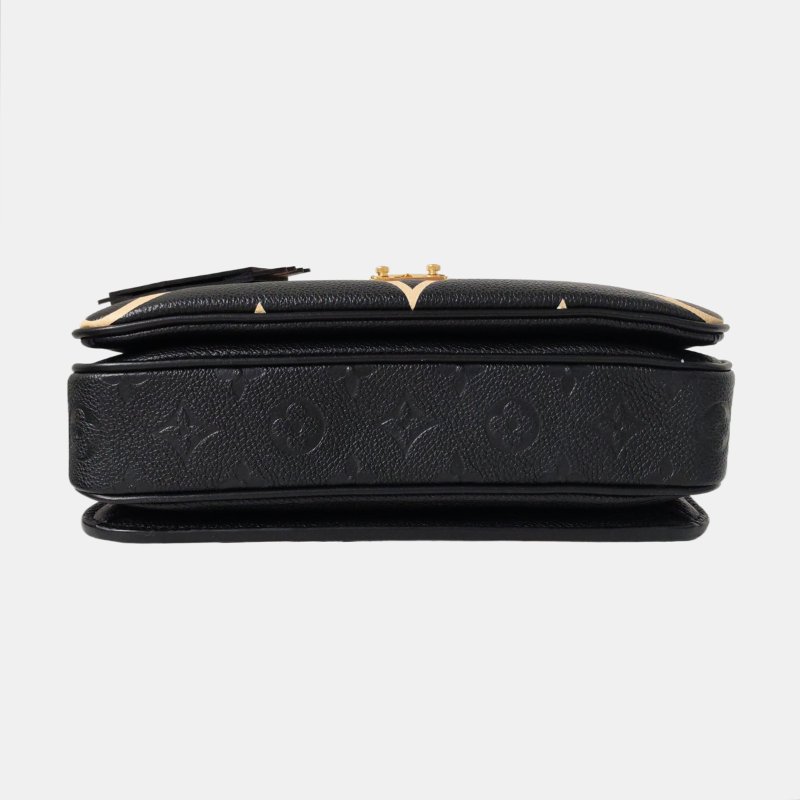 LOUIS VUITTON METIS 中號 黑色牛皮壓花郵差包肩包手提包斜背包 金色五金 可拆卸肩帶-5