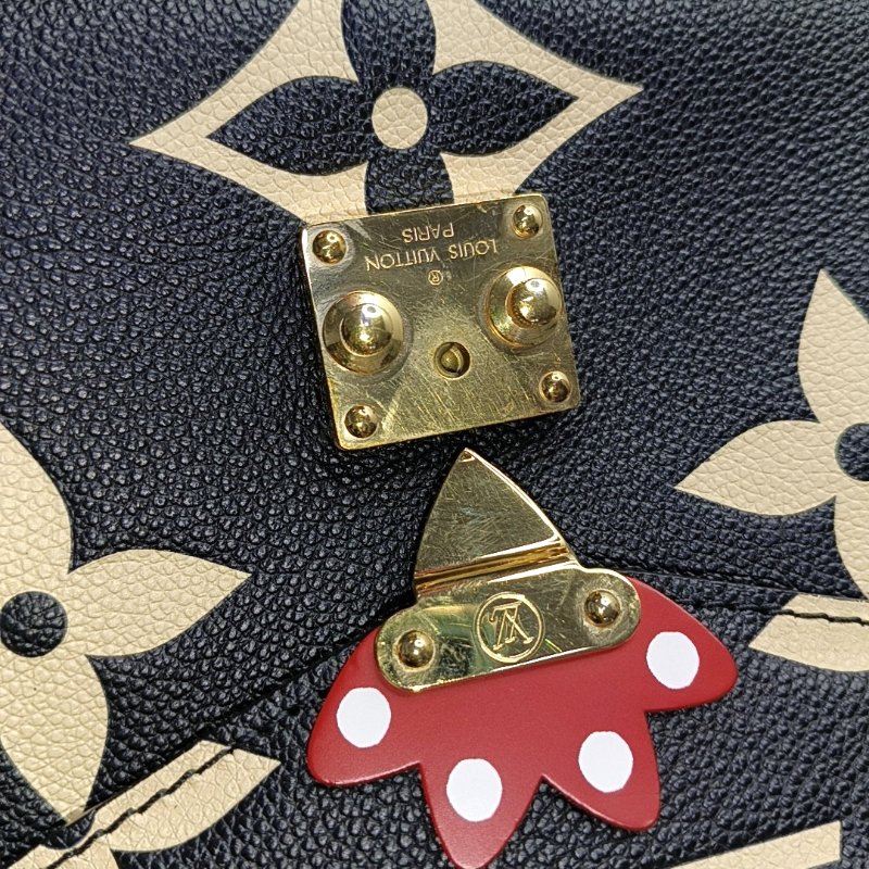LOUIS VUITTON METIS 中號 黑色牛皮壓花郵差包肩包手提包斜背包 金色五金 可拆卸肩帶-8
