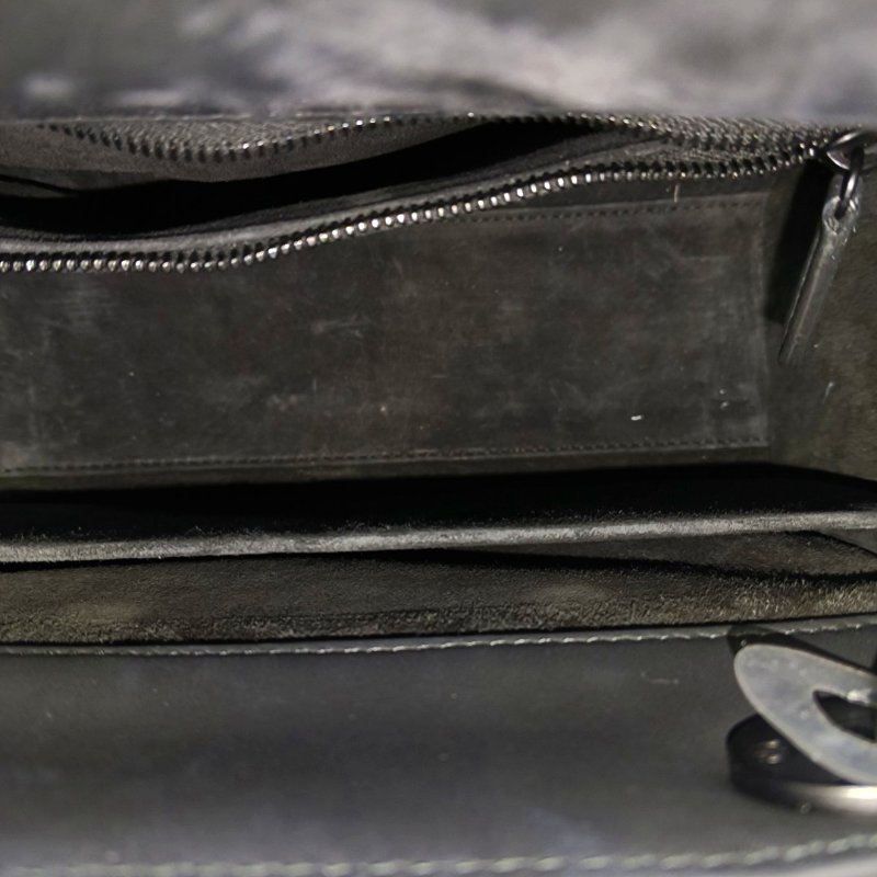 DIOR Lady Dior 中號 黑色牛皮藤格紋絎縫戴妃五格單肩包手提包斜挎包 黑色五金 可拆卸肩帶 2022 9.8新-6