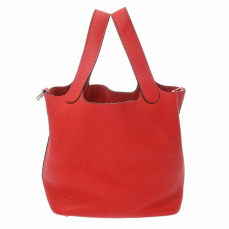 HERMES Picotin Lock PM Rouge Coupe D Stamp（約 2019 年）女士 Taurillon Clemence 皮革手提包-0
