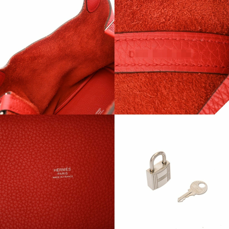 HERMES Picotin Lock PM Rouge Coupe D Stamp（約 2019 年）女士 Taurillon Clemence 皮革手提包-10