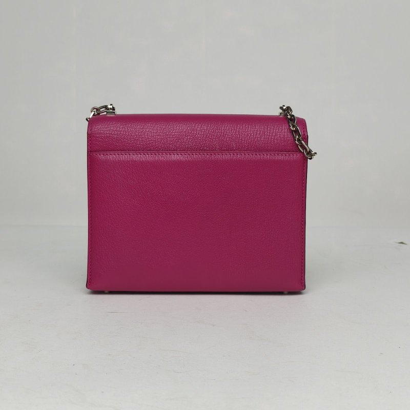 HERMES Verrou手槍包插銷包17L3玫瑰紫Chevre山羊皮A刻銀扣肩背包-2