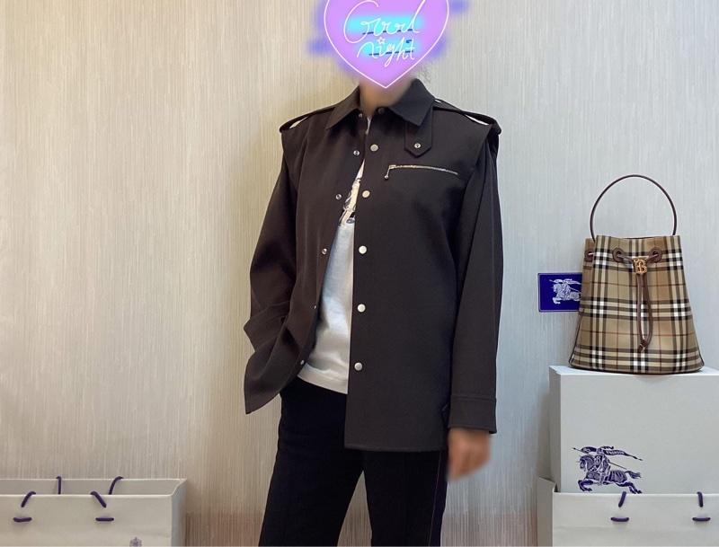 BURBERRY英國水瀨棕色羊毛襯衫UK2-0