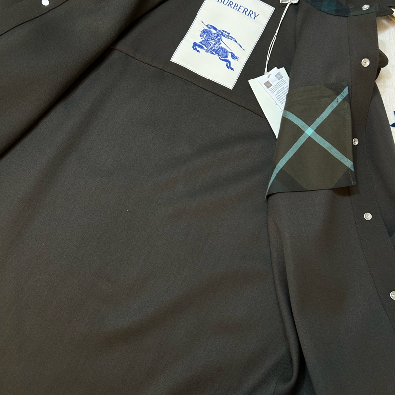 BURBERRY英國水瀨棕色羊毛襯衫UK2-9