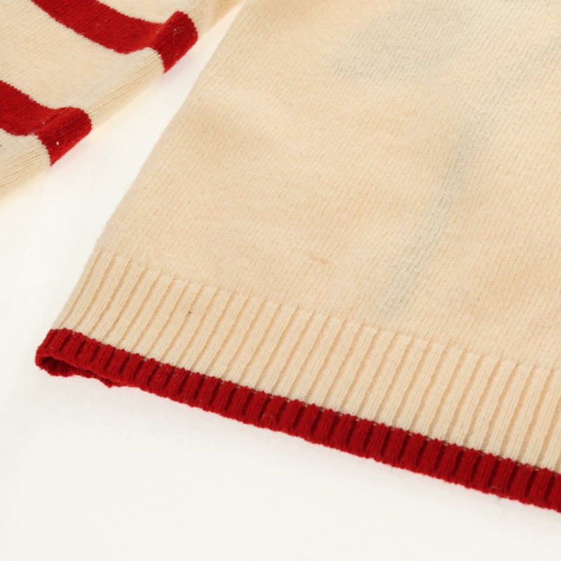 【日本直送】香奈兒羊毛衫 米色 紅色 黑色 CC 標誌 Auth 129782M-15