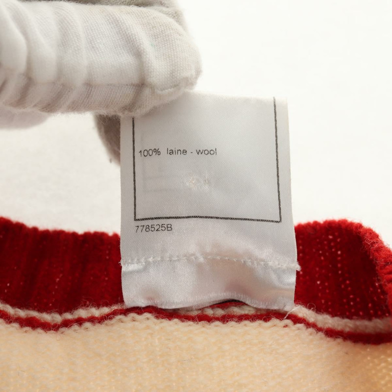 【日本直送】香奈兒羊毛衫 米色 紅色 黑色 CC 標誌 Auth 129782M-20