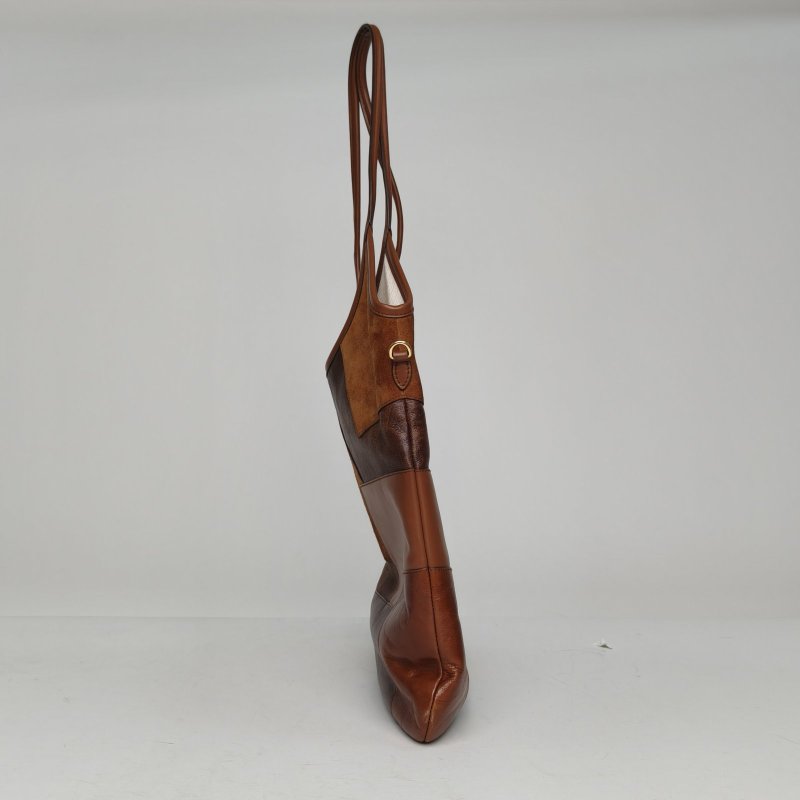 MIU MIU 拼色牛皮羊皮麂皮金扣IVYTote托特包35//肩背包-1