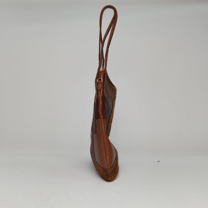 MIU MIU 拼色牛皮羊皮麂皮金扣IVYTote托特包35//肩背包-3