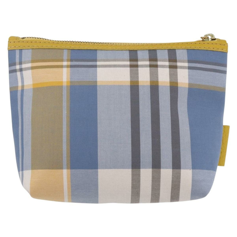 【日本直送】BURBERRY Nova 格紋帆布手拿包 淺藍色 Auth am9536V-2