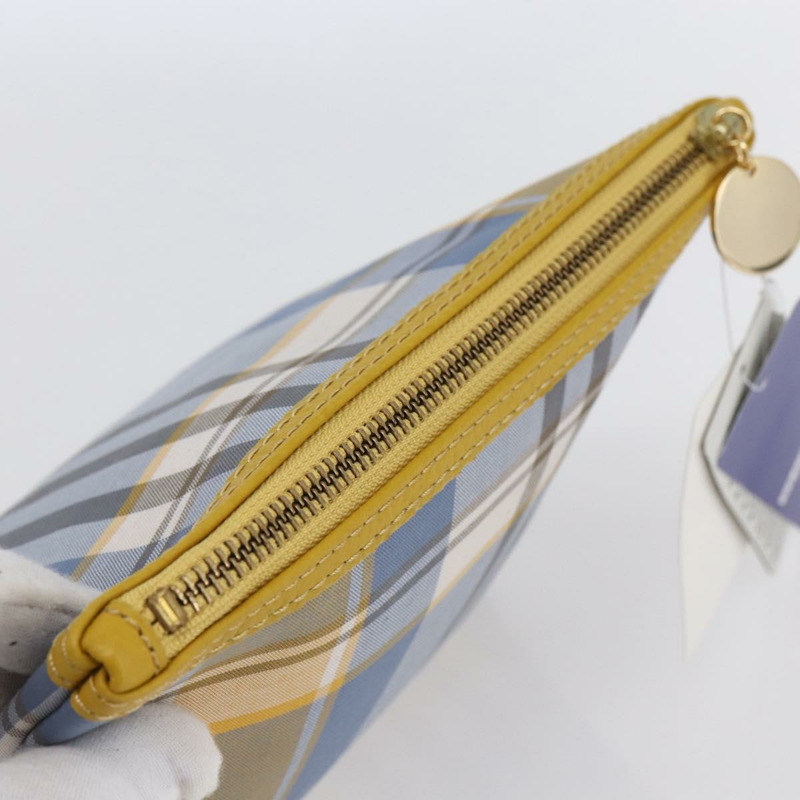 【日本直送】BURBERRY Nova 格紋帆布手拿包 淺藍色 Auth am9536V-5