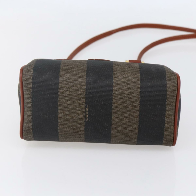 【日本直送】FENDI 胡桃色帆布迷你波士頓包 PVC 兩用 黑色 棕色 金色 正品 am9531V-10