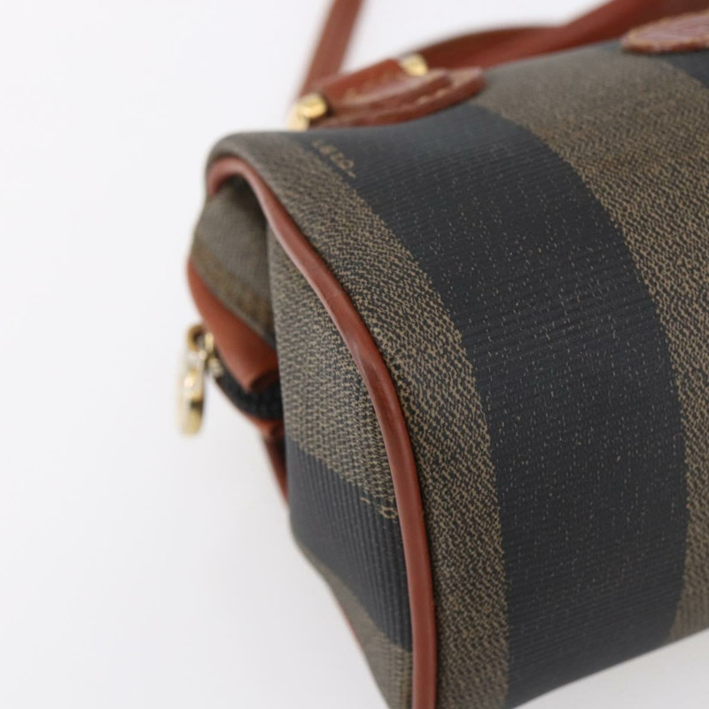 【日本直送】FENDI 胡桃色帆布迷你波士頓包 PVC 兩用 黑色 棕色 金色 正品 am9531V-12