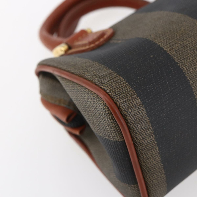 【日本直送】FENDI 胡桃色帆布迷你波士頓包 PVC 兩用 黑色 棕色 金色 正品 am9531V-14