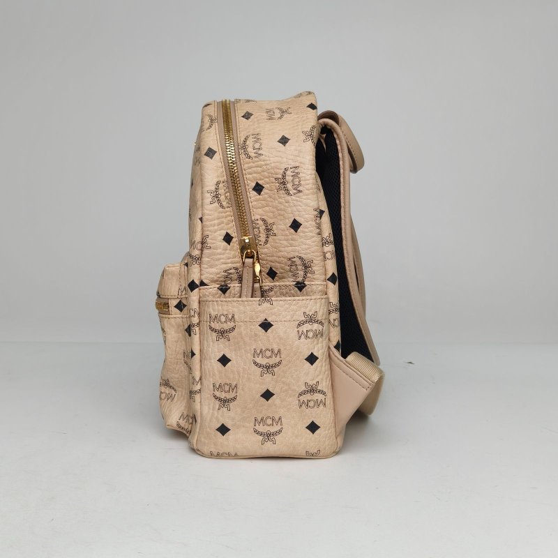 MCM 米白色牛皮雙肩包小號兔子肩背包-1