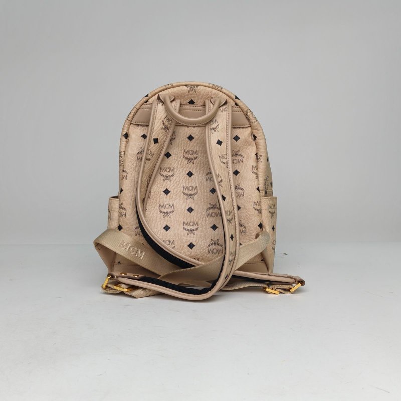 MCM 米白色牛皮雙肩包小號兔子肩背包-2