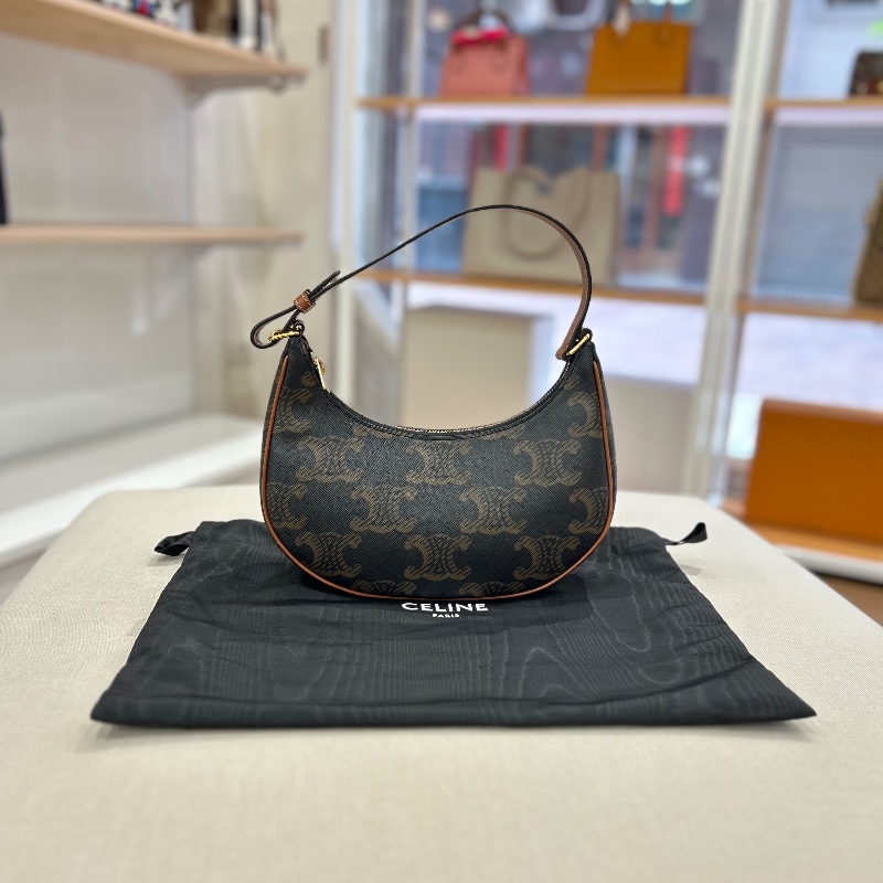 Celine Ava 棕色凱旋門老花帆布棕褐色 小牛皮 提把手 提肩背包 2022年-0