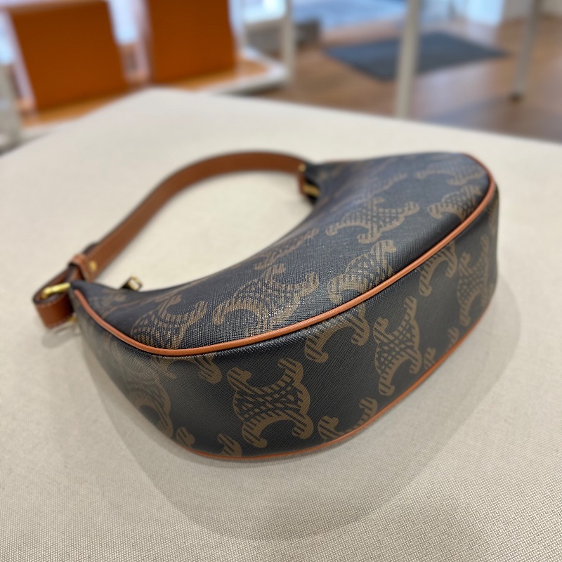 Celine Ava 棕色凱旋門老花帆布棕褐色 小牛皮 提把手 提肩背包 2022年-2