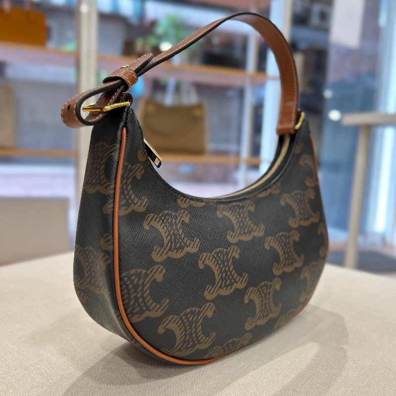 Celine Ava 棕色凱旋門老花帆布棕褐色 小牛皮 提把手 提肩背包 2022年-7