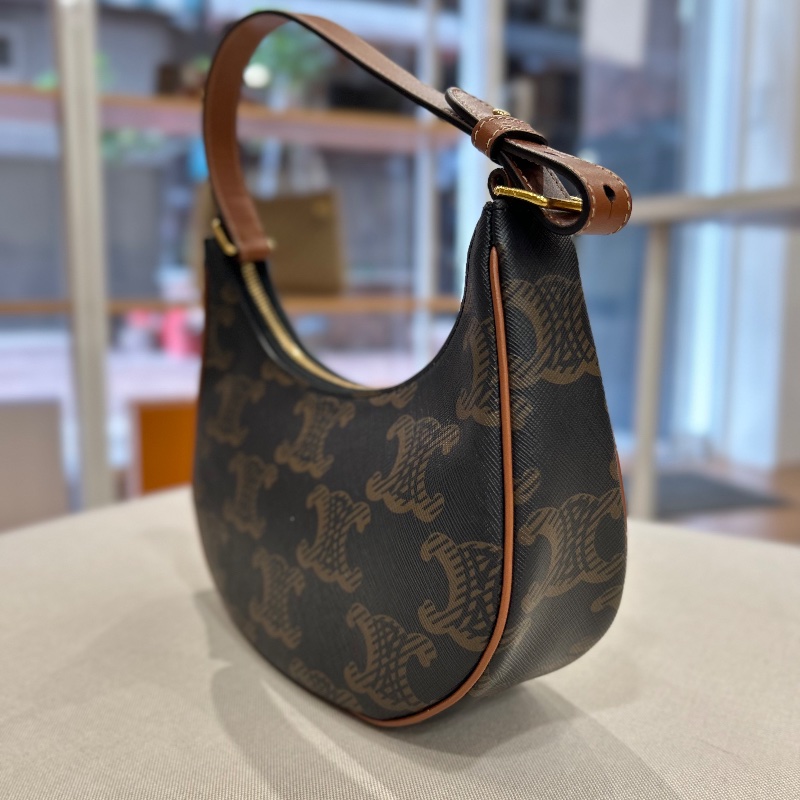 Celine Ava 棕色凱旋門老花帆布棕褐色 小牛皮 提把手 提肩背包 2022年-8