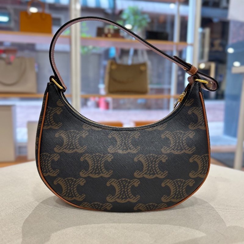 Celine Ava 棕色凱旋門老花帆布棕褐色 小牛皮 提把手 提肩背包 2022年-9