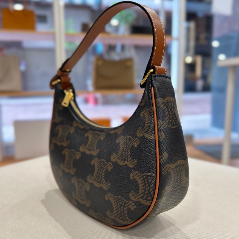 Celine Ava 棕色凱旋門老花帆布棕褐色 小牛皮 提把手 提肩背包 2022年-11