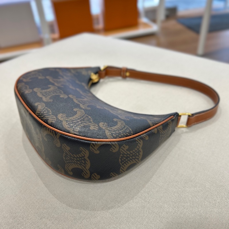 Celine Ava 棕色凱旋門老花帆布棕褐色 小牛皮 提把手 提肩背包 2022年-14