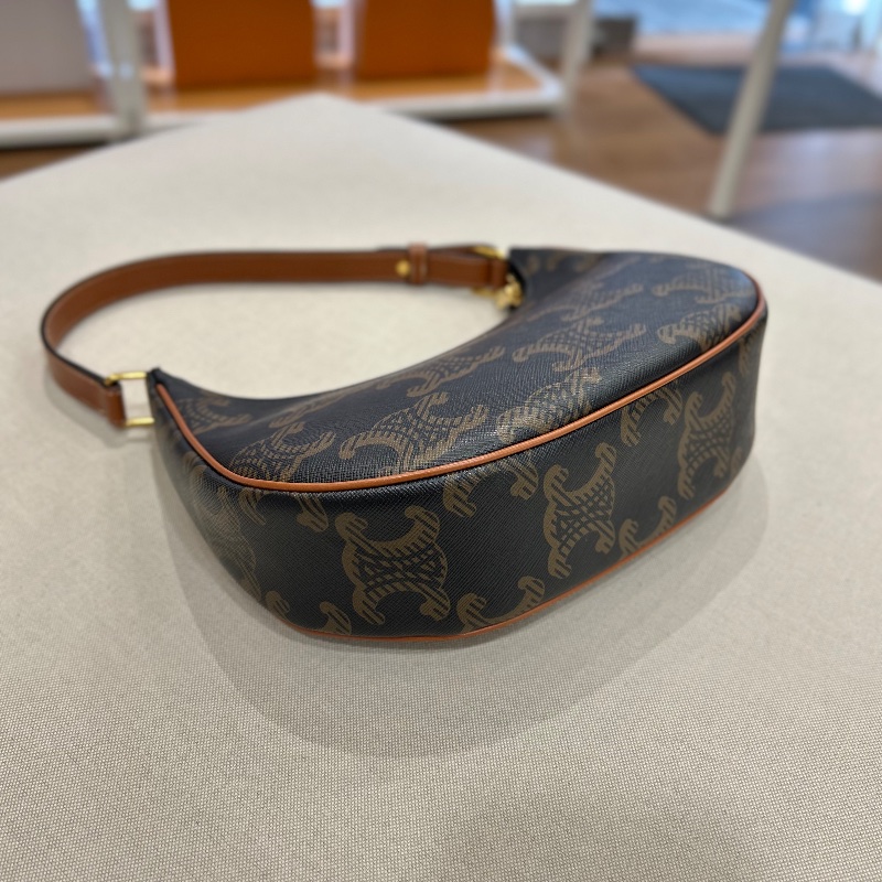 Celine Ava 棕色凱旋門老花帆布棕褐色 小牛皮 提把手 提肩背包 2022年-16