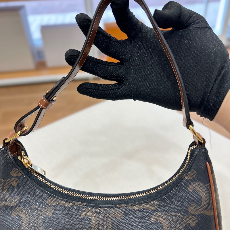 Celine Ava 棕色凱旋門老花帆布棕褐色 小牛皮 提把手 提肩背包 2022年-23