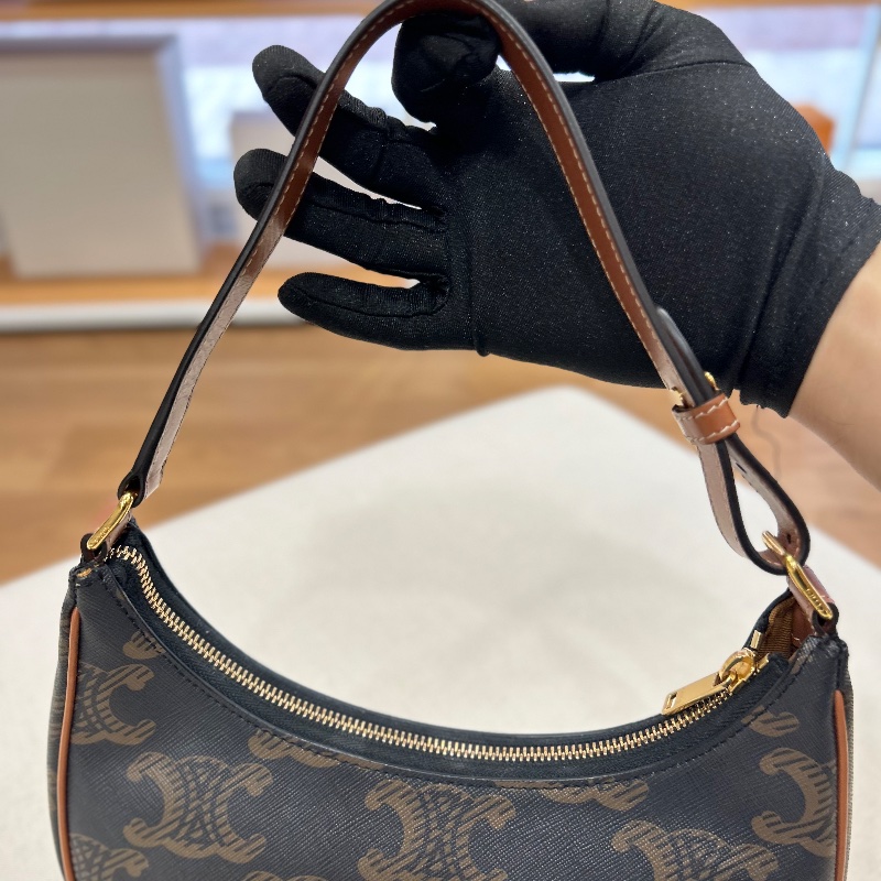 Celine Ava 棕色凱旋門老花帆布棕褐色 小牛皮 提把手 提肩背包 2022年-24