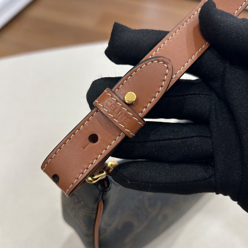 Celine Ava 棕色凱旋門老花帆布棕褐色 小牛皮 提把手 提肩背包 2022年-25