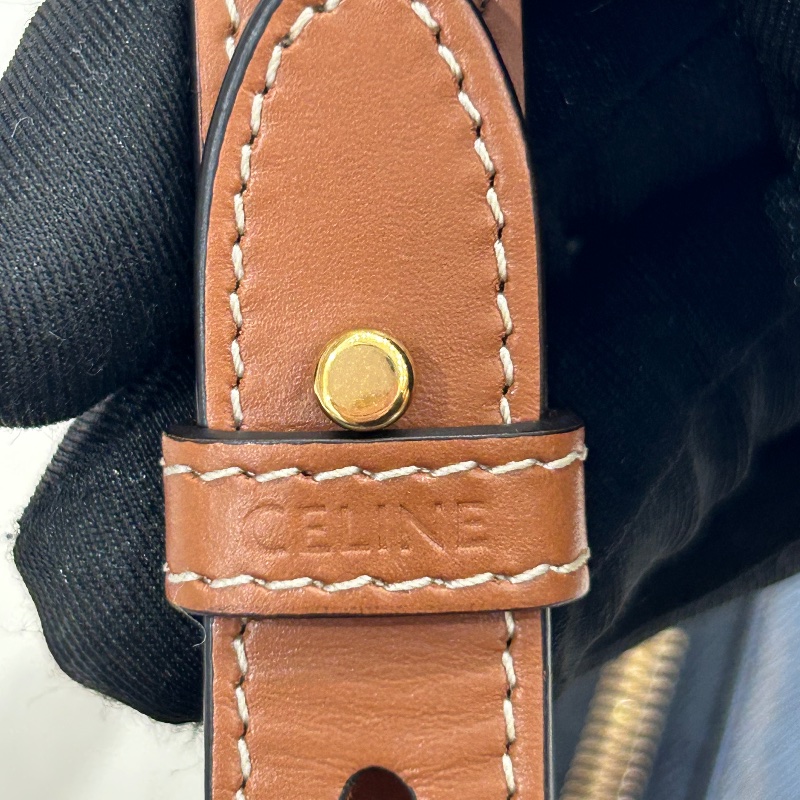 Celine Ava 棕色凱旋門老花帆布棕褐色 小牛皮 提把手 提肩背包 2022年-27