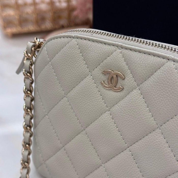 *SHIHNA名牌精品* CHANEL 小貝殼包 荔枝牛皮 灰色 金釦 芯片款-2