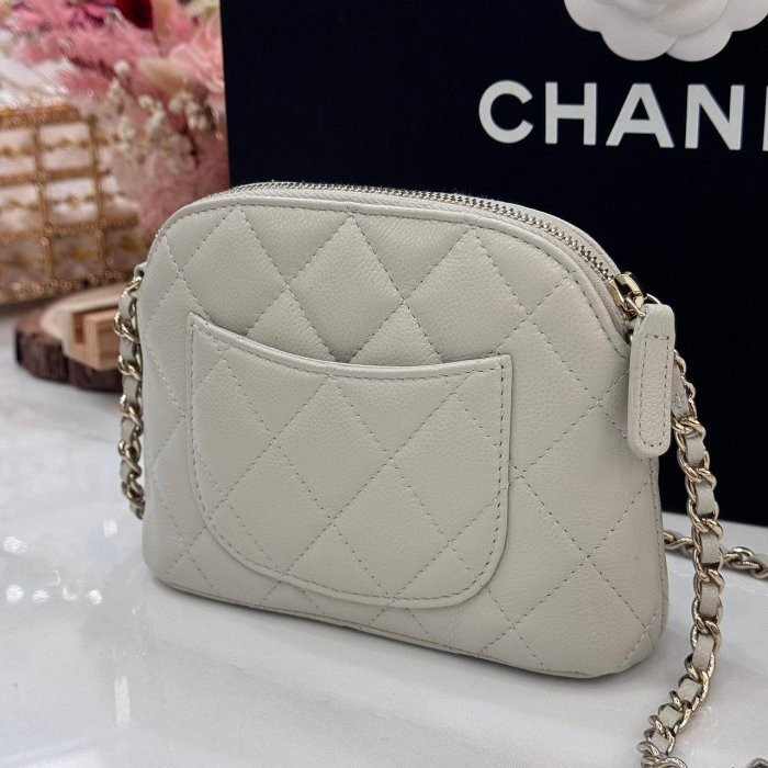 *SHIHNA名牌精品* CHANEL 小貝殼包 荔枝牛皮 灰色 金釦 芯片款-6