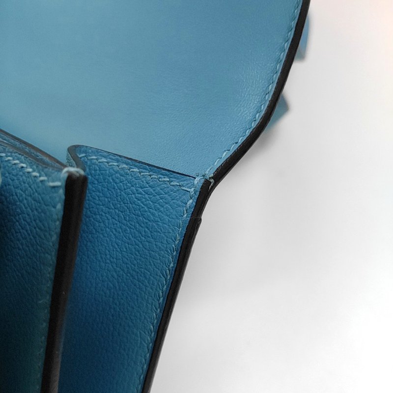 HERMES 2002 20北方藍Evercolor牛皮斜背包單肩包 銀色五金 D刻 9.8新-7