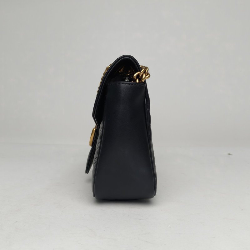 GUCCI GGMarmont肩背包小號26黑色牛皮金扣肩背包-1