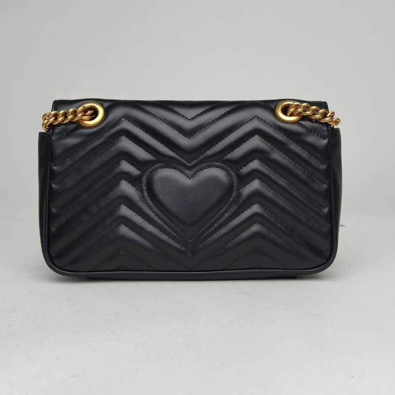 GUCCI GGMarmont肩背包小號26黑色牛皮金扣肩背包-2