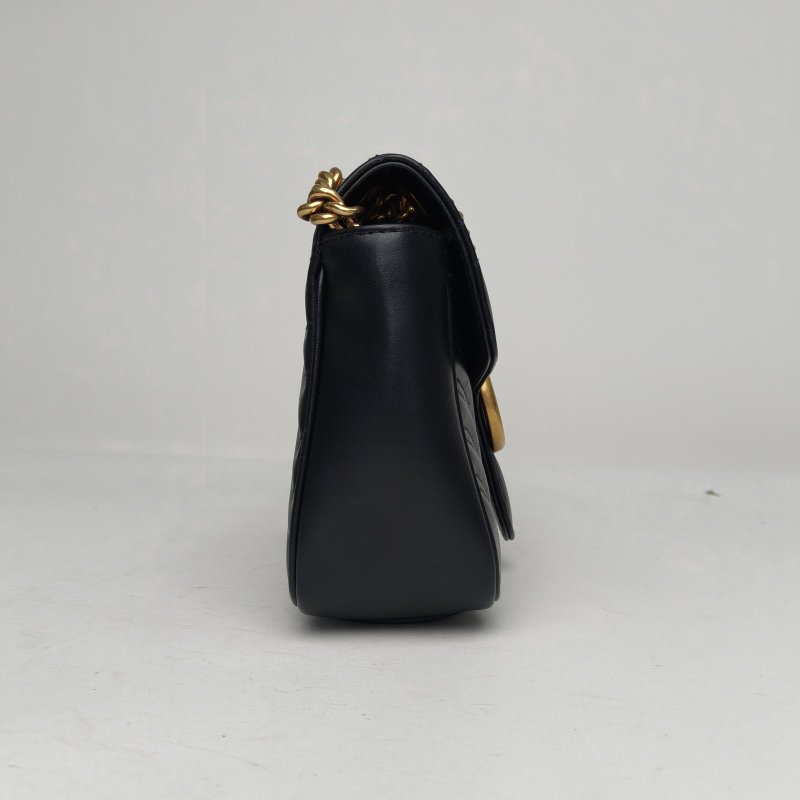 GUCCI GGMarmont肩背包小號26黑色牛皮金扣肩背包-3