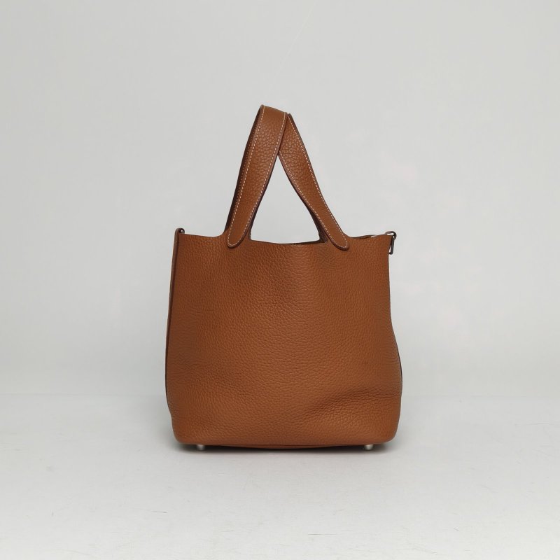 HERMES Picotin菜籃子1837金棕色TC皮X刻銀扣肩背包-2