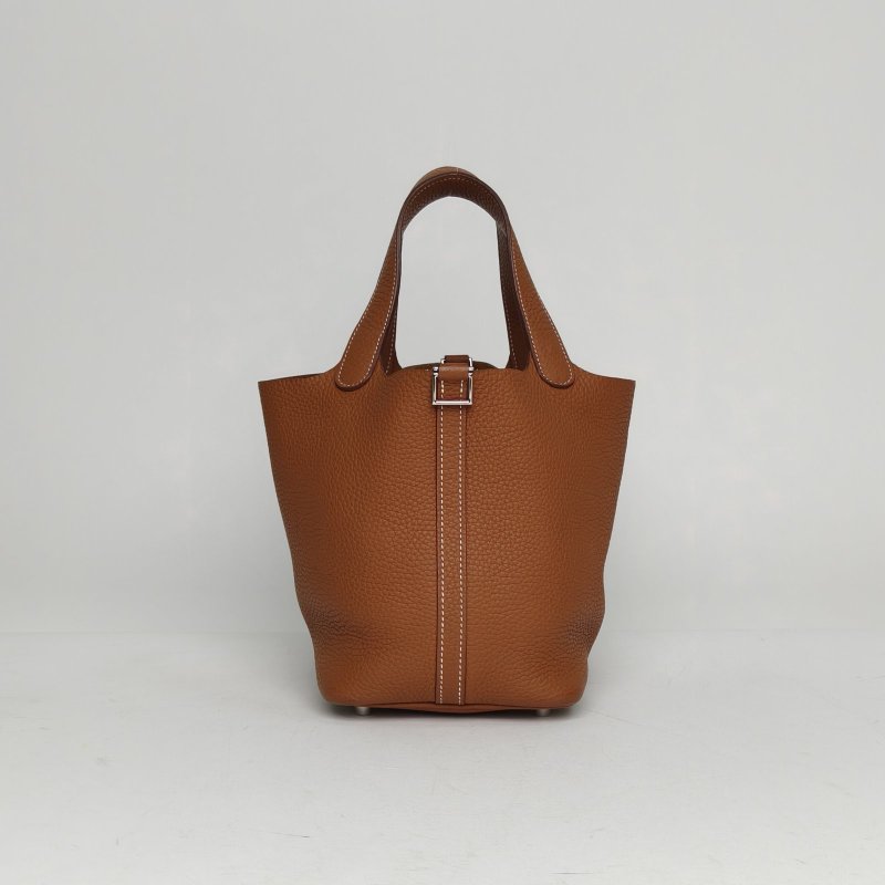 HERMES Picotin菜籃子1837金棕色TC皮X刻銀扣肩背包-3