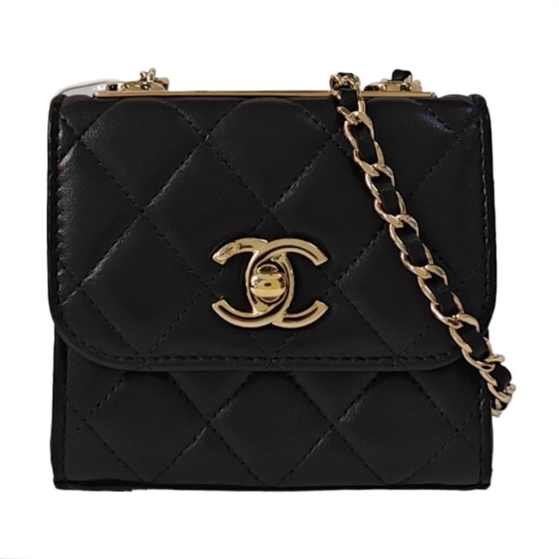 CHANEL TRENDY CC 黑色羊皮萎格紋單肩包斜背包 金色五金 9.8新 晶片款-0